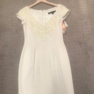Carmen Marc Valvo  Ivory Beaded Dress